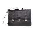 Berkley Top Flap Briefcase w/ Long Shoulder Strap - Midnight Black